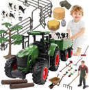 Farm Animal Tractor Toys Playset-16.5 Inches Tractor with Trailer Fence,Farmer,Tree,Cow,Farm Toy Set for Boys Girls Kids Toddlers Age 3-7 Years Old by GreenHaven Gardens