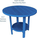 Phat Tommy Round Poly Resin Outdoor Patio Dining Table, All Weather Poly Patio Outdoor Furniture, Blue by GreenHaven Gardens