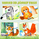 Baby Toys 0-6 Month, Crinkle Books for Babies, Jungle Tails Soft Baby Cloth Books 6 to 12 Months with 10 Pcs Jungle Animal Finger Puppets, Infant Tummy Time Sensory Toys, Newborn Gifts for Boys Girls by TinyTreasures Baby Boutique