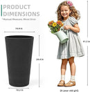 24" Tall Planters for Outdoor Plants, Set of 2 Heavy-Duty Resin Flower Pots, Matte Black Leather Grain Finish, Durable & Weather-Resistant, Ideal for Garden, Patio, Yard, Porch, or Home Use by CozyNest Decor