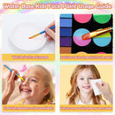 Professional 69 Colors Face Painting Kit for Kids – Washable Skin Watercolor Non-Toxic Body Paint Face Glitter Makeup Palette with Stencils, Gems, Brushes– for Kids Party Cosplay Halloween FX by TinyTreasures Baby Boutique