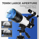 ESAKO Telescope for Kids & Beginners, 70mm Aperture Portable Telescopes with 3 Eyepieces, Height Adjustable Tripod & Phone Adapter & Remote Control by TinyTreasures Baby Boutique