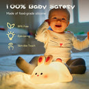 Big Face Rabbit Night Light, Adorable LED Bunny Night Lamp, Silicone Dimmable Nursery Nightlight for Girls, Silicone Rechargeable Bedside Touch Night Lights for Easter Decor by TinyTreasures Baby Boutique