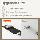 Fun Memories 27.5" W x12 D Floating Shelves, Black Wall Shelf with Brackets, 12 Inch Deep Floating Shelf Set of 2, Large Storage Kitchen Living Room Bathroom Shelves, Wood Wall Mounted Shelf by CozyNest Decor