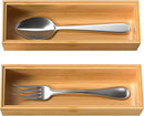 Silverware Tray for Drawer, Stackable Kitchen Bamboo Drawer Organizer 9" x 3" x 2" Set of 2 by CozyNest Decor