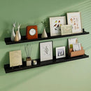 Floating Picture Ledge Shelves 55 Inch Solid Oak Wood Set of 2, Rustic Wall Storage Shelves with Lip, Kids Bookshelf, Photo & Picture Ledge Shelves for Bedroom, Living Room, Kitchen by CozyNest Decor