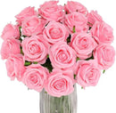 Pink Fake Roses Artificial Flowers - 10 Pcs Fake Artificial Roses Silk Flowers with Stems for Home Wedding Hotel Office Centerpiece Decor by CozyNest Decor