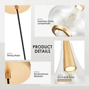 1-Light Teardrop Pendant Light, Brass Gold Ceiling Hanging Light Fxitures, LED Light Fixtures Ceiling Glass Pendant Lighting for Kitchen Island Dining Room Bar by CozyNest Decor