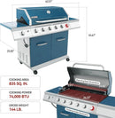 Royal Gourmet GA6402B 6 Burner Propane Gas Grill with Side Burner and Warming Rack, 74,000 BTUs, Cabinet Style Gas BBQ Grill for Barbecue Grilling & Backyard Cooking, Blue by GreenHaven Gardens