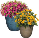 Classic Home and Garden Honeysuckle Resin Flower Pot Planter, Fossil Stone, 15" (Pack of 2) by GreenHaven Gardens