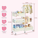 2in1 Baby Diaper Caddy & Clothes Organizer and Storage Rolling Cart, Large Capacity Nursery Organization For Baby Dresser,Changing Table, Crib, With 2 Dividers & 7 Pockets,White by CozyNest Decor