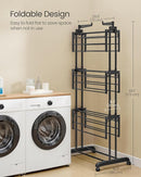 SONGMICS Clothes Drying Rack Stand 4-Tier, Foldable Laundry Drying Rack 68.1-Inch Tall, Stainless Steel, Rolling Clothes Horses Dryer Rack, Easy to Assemble, Indoor Outdoor Use, Ink Black ULLR701B01 by TinyTreasures Baby Boutique