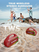 TPone Portable Bluetooth Speaker, 30W (Peak) Wireless Speaker for Outdoor, Up to 12H Playtime, IPX5 Waterproof with Light, TWS Pairing, for Home/Party/Outdoor/Beach, Birthday Gift (Red) by TinyTreasures Baby Boutique