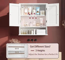 Bathroom Cabinet Wall-Mounted, White Storage Cabinets with Adjustable Shelves, Space-Saving Organizer with 2 Doors for Bathroom, Laundry, Kitchen - Moisture Resistant & Easy Install