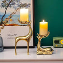 Sziqiqi Gold Reindeer Candle Holder for Pillar Candles Brass Reindeer Tealight Candle Holders Copper Deer Gift Christmas Decor for Table Centerpiece Living Room Mantle Decoration by CozyNest Decor