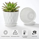 FaithLand 6-Pack 6-Inch Plastic Plant Pots with Saucers | Thickened PP Material, Modern Wave Texture, Enhanced Drainage for Indoor/Outdoor Garden Plants | White Value Set by GreenHaven Gardens