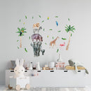 Safari Animal Wall Decals for Kids by Lipastick-Peel and Stick Jungle Stickers Giraffe, Elephant, Hippo, Palm Tree, Parrot for Toddlers Room, Nursery, Playroom, Classroom, Daycare Decor Art- S Size by TinyTreasures Baby Boutique
