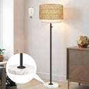 Floor Lamp for Bedroom,Dimmable Rattan Floor Lamp,Modern Standing Lamp with Marble Base,Tall Standing Lamp for Bedroom, Reading,Office & Kids' Room,LED Bulb Included(Rattan) by CozyNest Decor