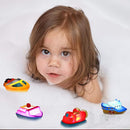 Bath Toys, 6 Packs Light up Boat Floating Rubber Set, Flashing Color Changing Light in Water, Tub Gift for Baby Infant Toddler Child Kid, Bathtub Ship Toy for Bathroom Shower Game Swimming Pool Party by TinyTreasures Baby Boutique