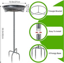 Metal Bird Bath for Outdoors Garden Birdbath Bowl, 36.2" Height Freestanding Bird Feeders for Outside with 4 Prongs Base Stake, Standing Birdfeeders for Yard Lawn Decor (Retro Silver) by GreenHaven Gardens