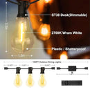 100FT Outdoor String Lights Waterproof with 64+4 Bulbs (1.5FT Bulbs Spacing), Remote & Dimmer, Commercial Patio String Lights with 3 Mode Light & Timing, 100PC Mounting Ties for Outside by CozyNest Decor