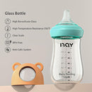 Natural Glass Baby Bottle for Breastfeeding Babies, 8oz Anti-Colic Baby Bottle with Natural Response Nipple(M), Clear, Wide Neck, 2 Pack, 3 Months+ by TinyTreasures Baby Boutique