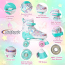 Nattork Kids Roller Skates for Girls Boys Kids, 4 Sizes Adjustable Quad Skates Butterfly and Flower with All Light up Wheels - Birthday Gift for Indoor Outdoor Sports by TinyTreasures Baby Boutique