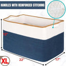 MINTWOOD Design 22in Extra Large Blanket Basket Holder Living Room, Rectangle Rope Woven Storage Basket with Handles for Laundry, Pool Towels, and Shoes, Dog Toy Organizer Bin Box, Prussian Blue by GreenHaven Gardens