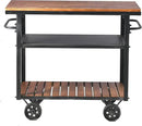 Diwhy Industrial 3 Tier Rolling Utility Storage Cart Wine Beverage, Metal Wine Rack with Wheels Kitchen Bar Dining Room Tea Wine, Storage Cart with Wood by CozyNest Decor