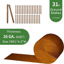 Worth Galvanized Steel Landscape Edging 4.5" x100' Metal Garden Edging Roll Flexible Bender Border with 31Pcs Stakes for Lawn, Flower Bed Edges, Rust-Like Color by GreenHaven Gardens