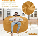 5FT Bean Bag Chair, Large Bean Bag Chairs with Memory Foam Filled, Fluffy Beanbag Sofa with Dutch Velvet Cover, Round BeanBag Chairs for Living Room, Playroom - Mustard by TinyTreasures Baby Boutique