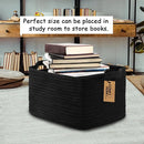 COMFY-HOMI 3PACK Cotton Rope Woven Basket With Handles for Shelves, Toy, Book, Cloth Storage Basket for Organizing|13.5" x 11" x 9.5" Decorative Nursery Cube Bin for Living Room（all Black） by TinyTreasures Baby Boutique