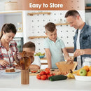 comfoyar Teak Wooden Spoons for Cooking, 9 Pieces Kitchen Cooking Utenails Set with Holder and Ladle, Heat Resistant Kitchen Cookware for Nonstick Pan by CozyNest Decor