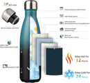 Insulated Water Bottles,17 oz Double Wall Stainless Steel Vacumm Metal Flask for Sports Travel,Indigo Black by CozyNest Decor