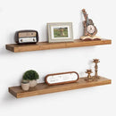 Axeman Floating Shelves for Wall - 32''W x 8'' D Rustic Solid Elm Wood Shelves for Storage, Wall Mounted Display Shelving with Invisible Heavy-Duty Metal Bracket (Natural, 2PCs) by CozyNest Decor