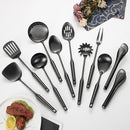 304 Stainlss Steel Matte Kitchen Utensils Set, 11 Pcs Long Metal Cooking Utensil Gadgets Tools Set with Spatula, Ladle, Spoon, Ladle, Skimmer, Tunner, Pasta Server, Tongs(Black, Dishwasher Safe) by CozyNest Decor
