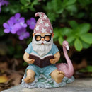 Gnome Statue Garden Decor, Resin Gnome and Flamingo Figurines Outdoor Decorations for Yard Art Porch Lawn Ornaments, Unique Housewarming Gifts by CozyNest Decor