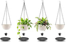 Hanging Planters for Indoor Outdoor Plants 8/10 Inch, 4 Packs Plant Hanger with Drainage Holes, Hanging Basket Flower Pot Perfect for Home, Office and Garden,White by GreenHaven Gardens