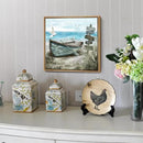 Framed Wall Art Beach Décor Ocean Canvas Picture Coastal Artwork Sea Bird Boat Blue Tan Small Rustic Beachy Canvas Print for Bathroom Bedroom Living Room by CozyNest Decor