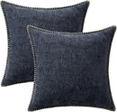 MIULEE Pack of 2 Couch Throw Pillow Covers 16x16 Inch Dark Blue Farmhouse Decorative Pillow Covers with Stitched Edge Soft Chenille Solid Dyed Spring Pillow Covers for Sofa Bed Living Room by CozyNest Decor