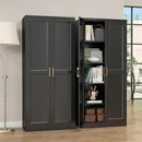 Kitchen Pantry Cabinet,71”Black Metal Pantry Storage Cabinet with Doors and 4 Adjustable Shelves,Kitchen Cabinet with 2 Gold Handles,Tall Cabinet for Livingroom,Pantry, Bathroom by CozyNest Decor