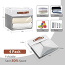 HNZIGE Fabric Cube Storage Bins - 4 Pack 13x15x13 Collapsible Storage Cubes for Organizing Shelves, Closet, Pantry - White, Gray by TinyTreasures Baby Boutique