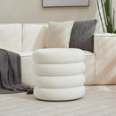 ONEVOG Round Storage Ottoman, 20" Small Ottomans Table with Removable Lid, Velvet Fabric Soft Footrest Stool for Couch, Upholstered Stuffed Circle Seat for Living Room/Bedroom/Dorm/Vanity, Lvory White by CozyNest Decor