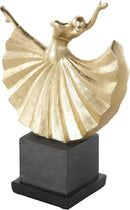 Deco 79 Polystone Dancer Decorative Sculpture Home Decor Statue with Black Square Base, Accent Figurine 9" x 4" x 12", Gold by CozyNest Decor