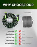 RAINPOINT 75 Foot Garden Hose - No-kink 304 Metal Garden with 10 mode Nozzle - Brass Connection, Swivel Handle, Flexible Hose,Lightweight, Puncture by GreenHaven Gardens