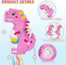 WERNNSAI Foldable Dinosaur Piñata - Pull String Dinosaur Birthday Party Supplies Extendable Piñata with Blindfold Bat and Tassels Dinosaur Birthday Decoration Pink Dinosaur Piñatas for Classroom Game by TinyTreasures Baby Boutique