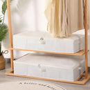 Under the Bed Storage Bins, Closet Organizers with Reinforced Handles for Blanket, Sheets, Pillows, Towels, Shoes, Beige, 1 Pack, 23.6 x 11.8 x 5.9 Inch by CozyNest Decor