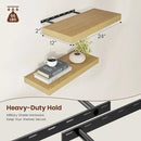 12 Inch Deep Floating Shelves 24 inch Long, 24 x 12 Wide Wall Shelves with Invisible Brackets, Heavy Duty Shelf for Bedroom Bathroom Living Room Kitchen Office Home Decor, Modern Shelf Set of 2, Oak by CozyNest Decor