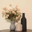 Fake Flowers in Vase for Centerpieces, Faux Flowers in Modern Ceramic Vase Set of 3 with 8 Artificial Autumn Chrysanthemums Home Decor by CozyNest Decor