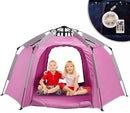 Portable Hexagon Kids Play Tent with LED Strip Lights Indoor Children Play House Easy Set-up Space Dream Tent for Night 4-5 Person & Birthday Gifts by TinyTreasures Baby Boutique